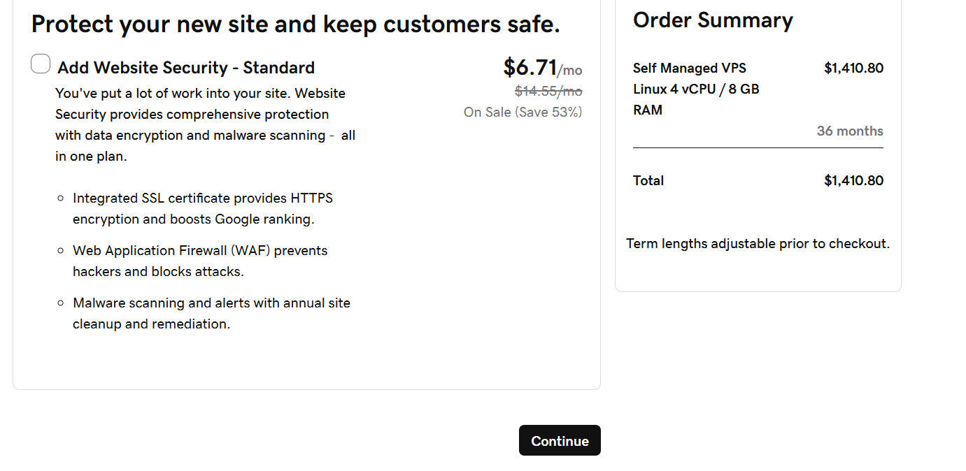 screenshot of Security Options
