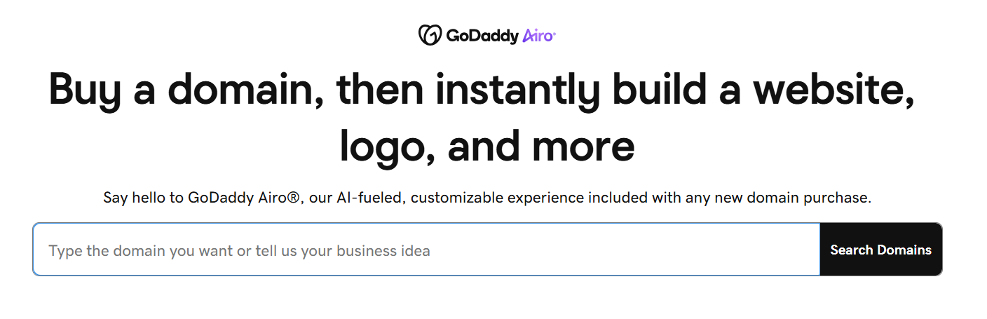 screenshot of Godaddy Air page