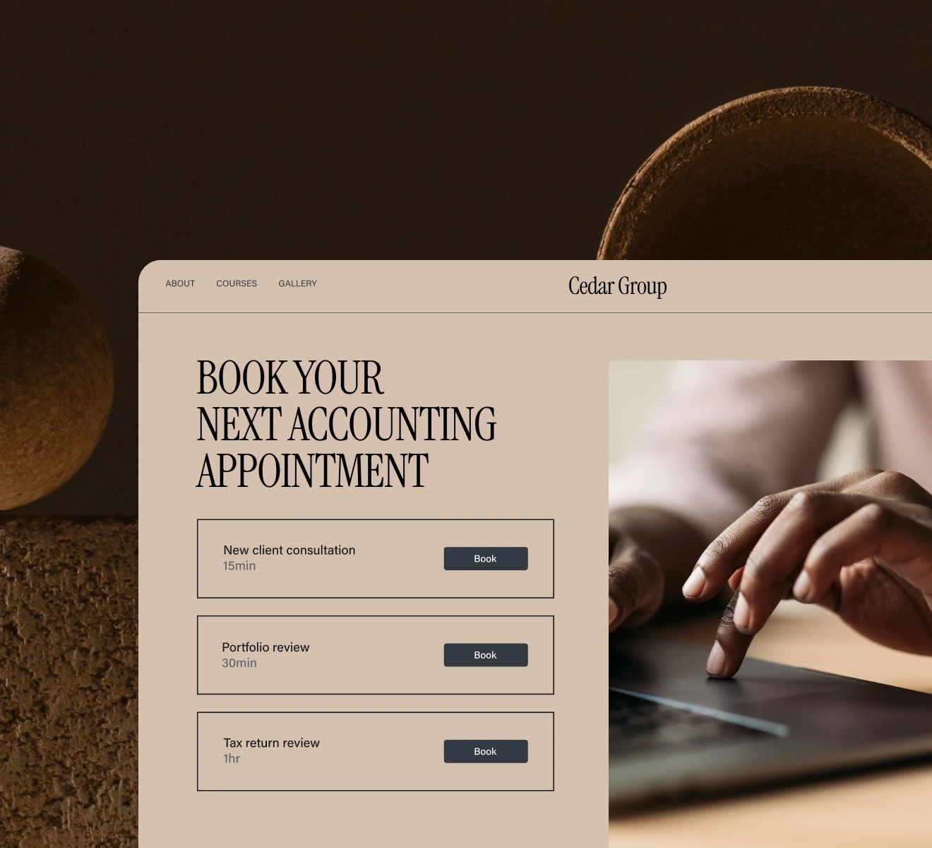 screenshot of Squarespace Booking page