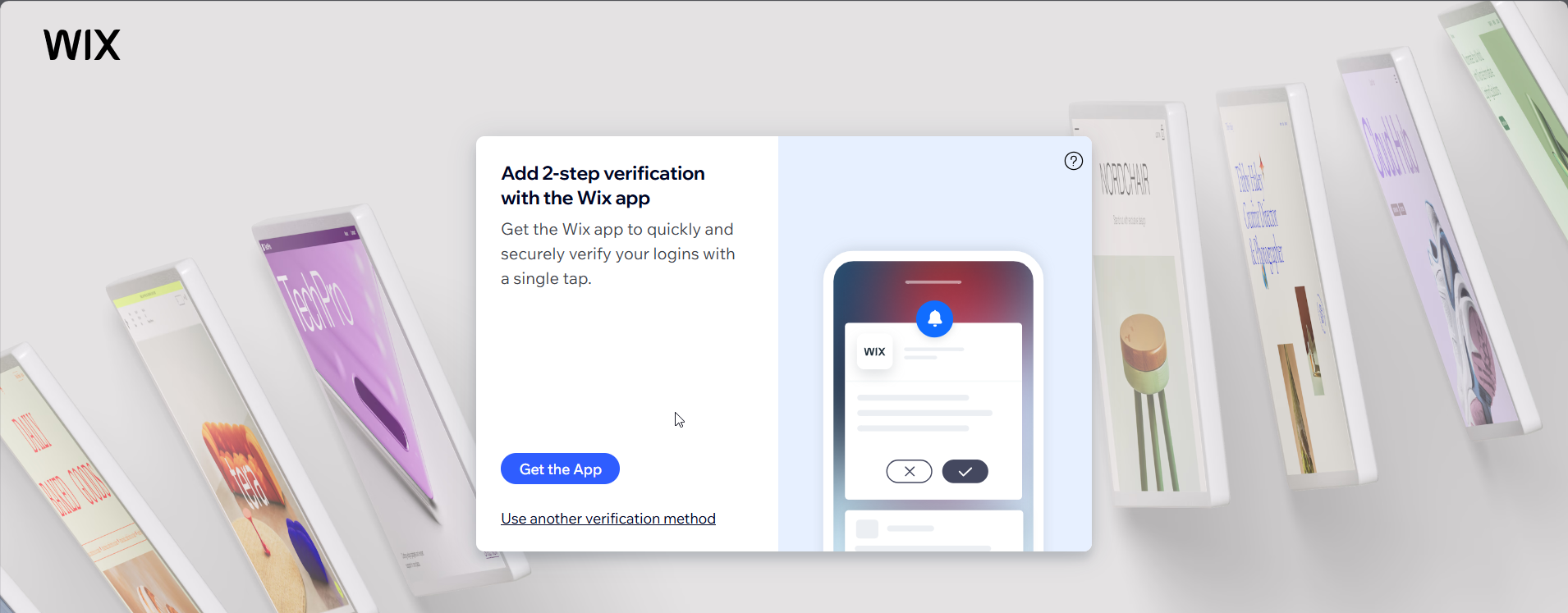 screenshot of Wix 2FA app