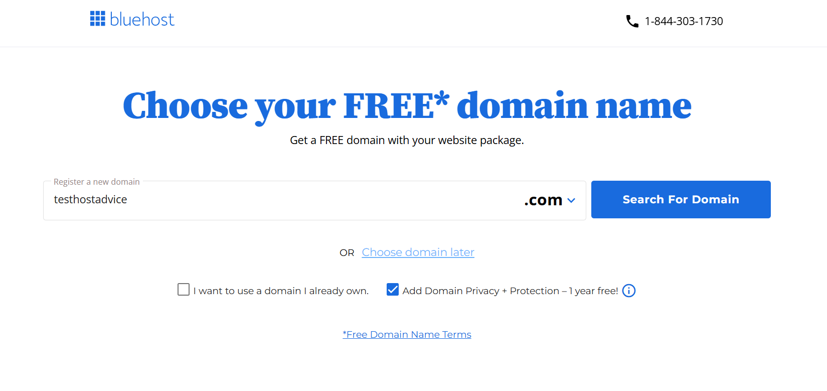 עמוד יצירת חשבון או התחברות לחשבון Bluehost קיים