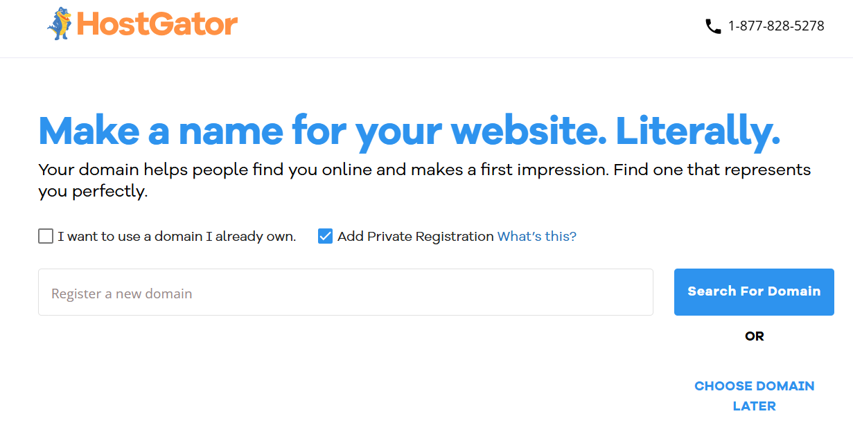 מסך הגדרת דומיין חדש או שימוש בדומיין קיים ב-HostGator