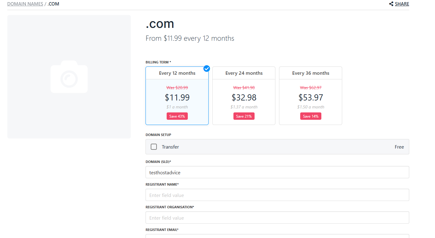Mochahost domain information update page with Update button