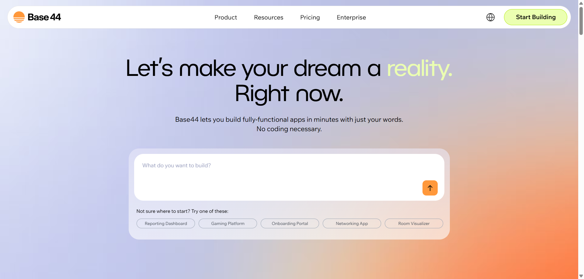 screenshot of Base44 website 