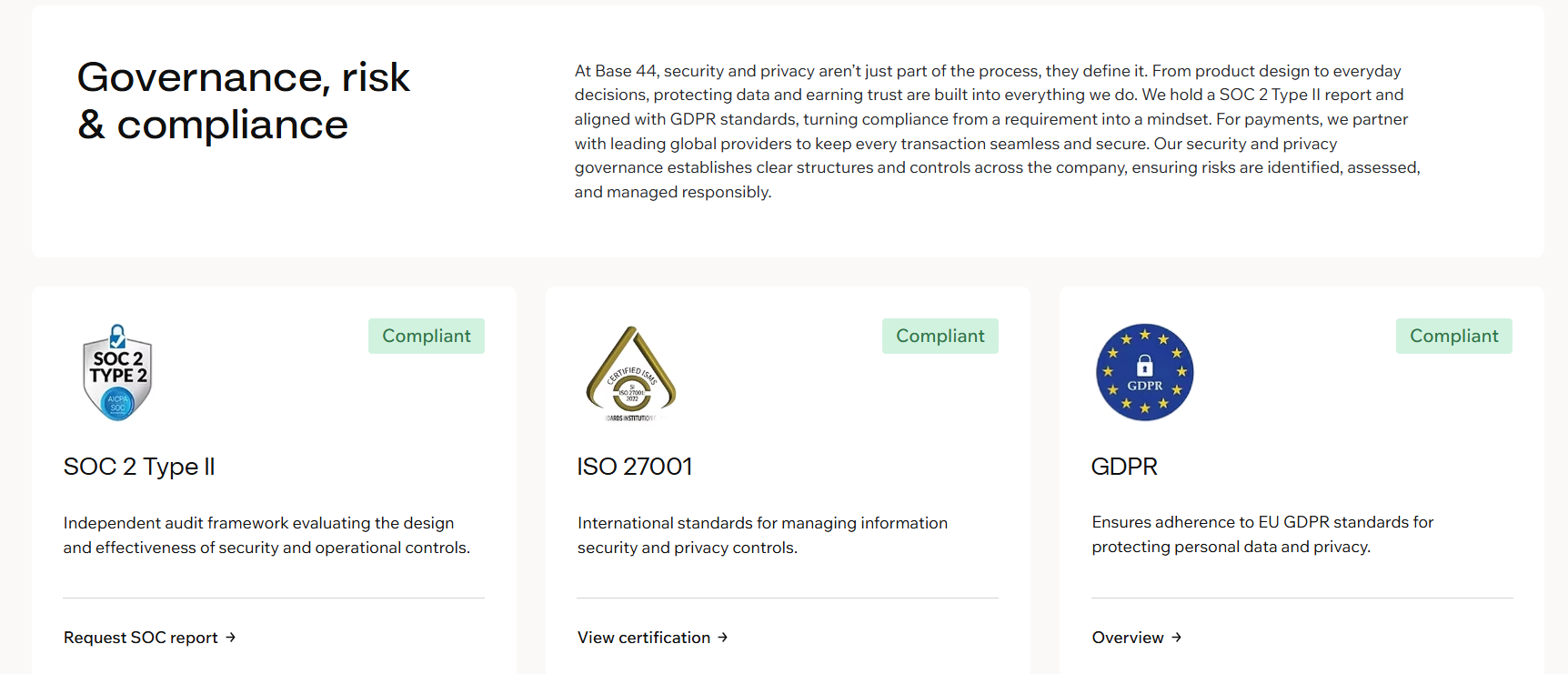 screenshot of Base44 Protection page