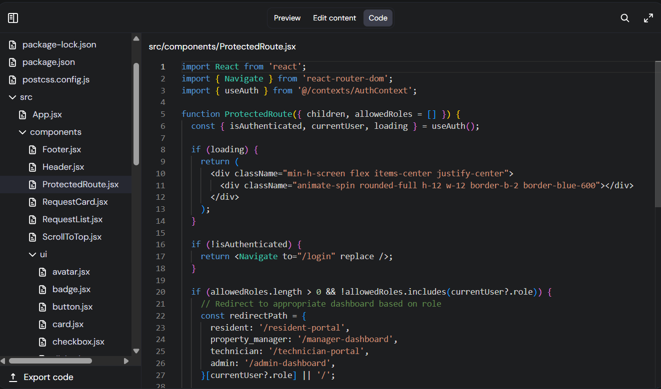 screenshot of code editor
