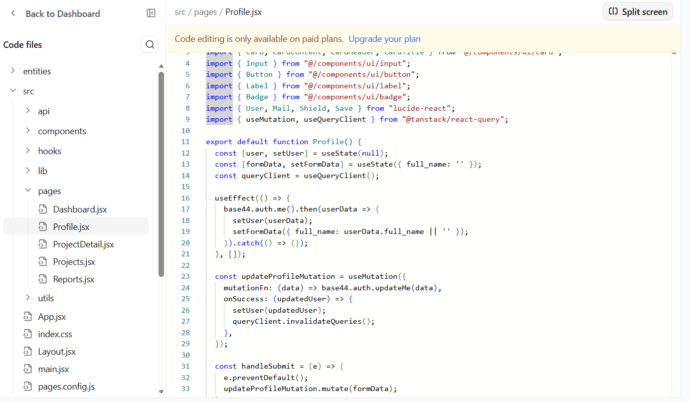 screenshot of code editor