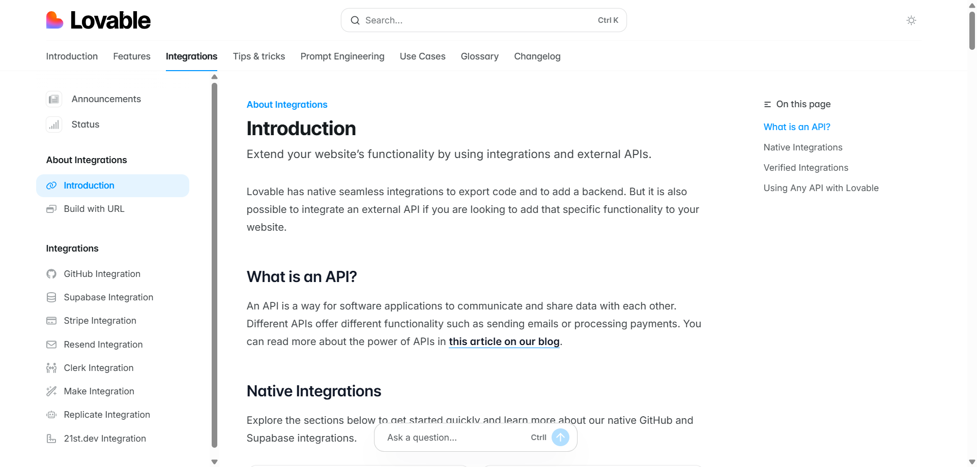 screenshot of Lovable Introduction content