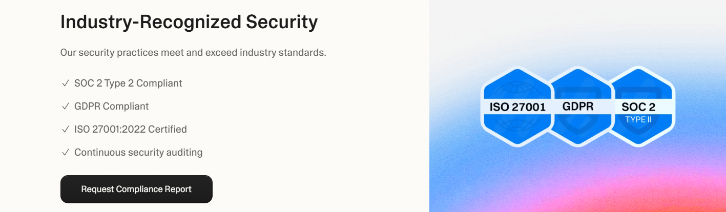 screenshot of Industry-Recognized Security