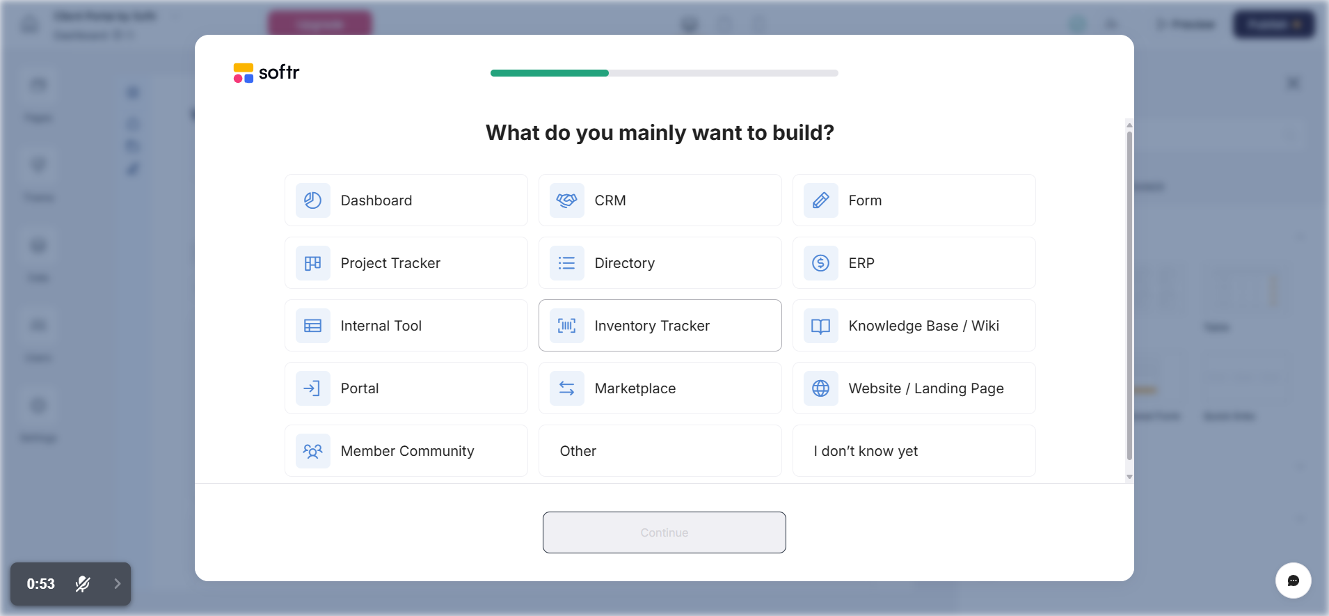 screenshot of the Softr website settings
