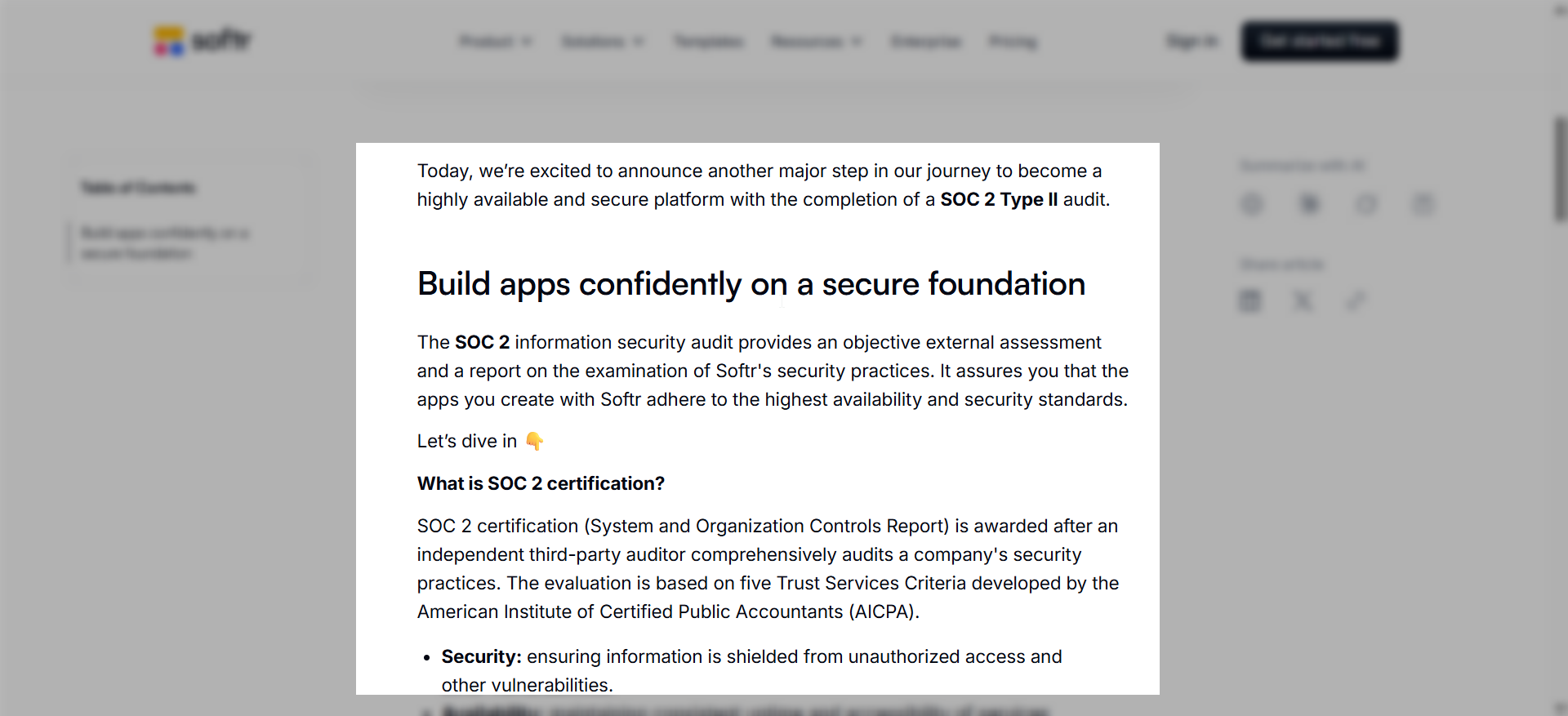 screenshot of the secure article