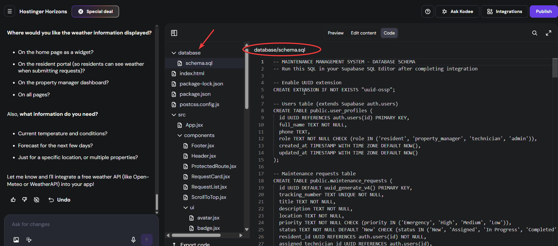 screenshot of the code editor