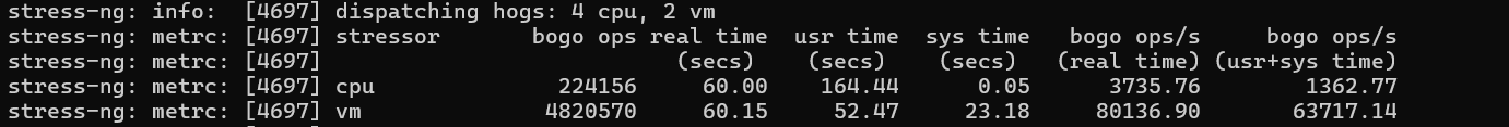 screenshot of Combined CPU + RAM Stress Test Results
