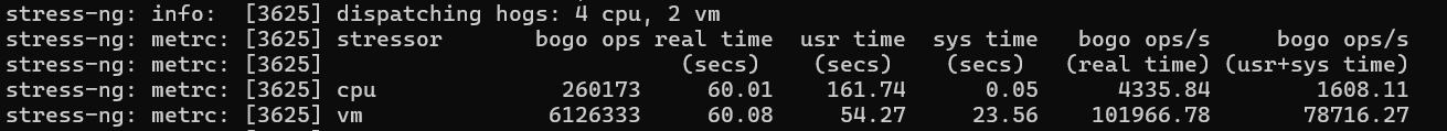 screenshot of Combined CPU + RAM Stress Test Results