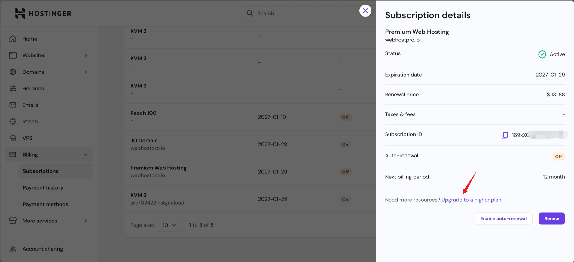 Hostinger upgrade checkout page for selecting plan and completing payment