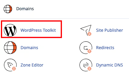screenshot of WordPress Toolkit button