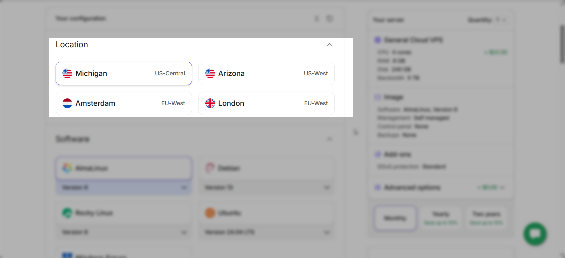 screenshot of Liquid Web Server Locations map
