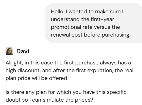 screenshot of Live chat support