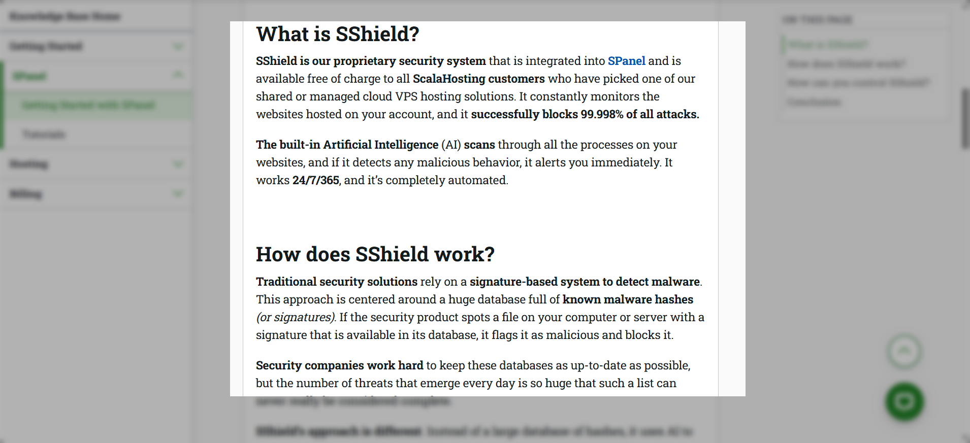 screenshot of ScalaHosting Privacy and Security article