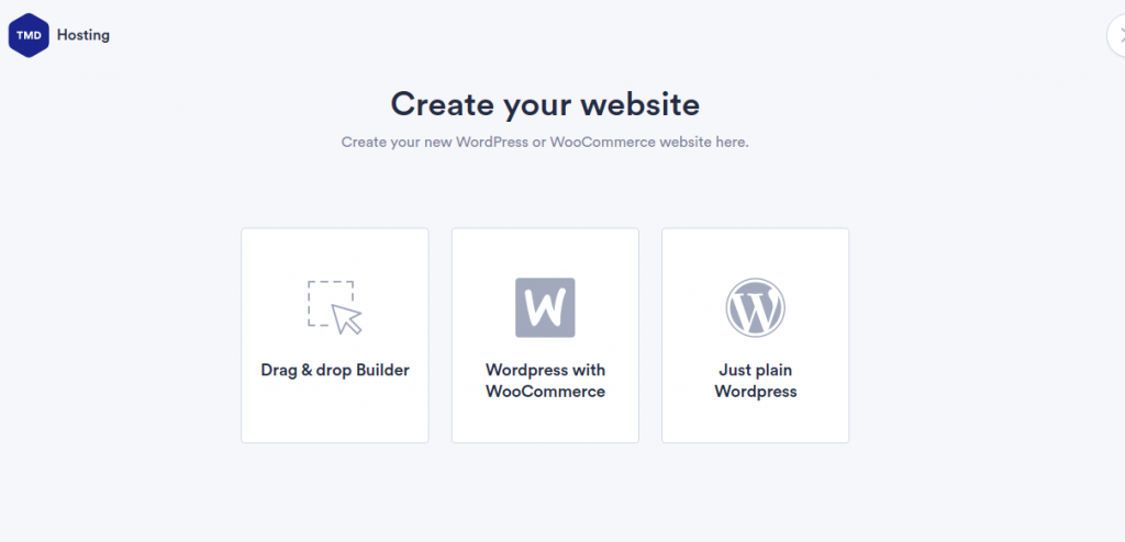 screenshot of TMDHosting Website Builder