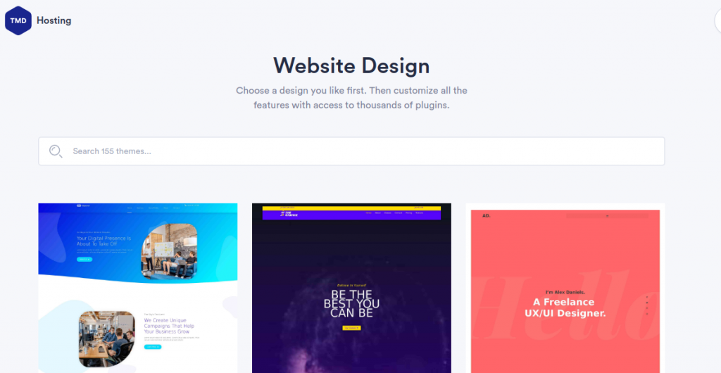 screenshot of TMDHosting Website Design page
