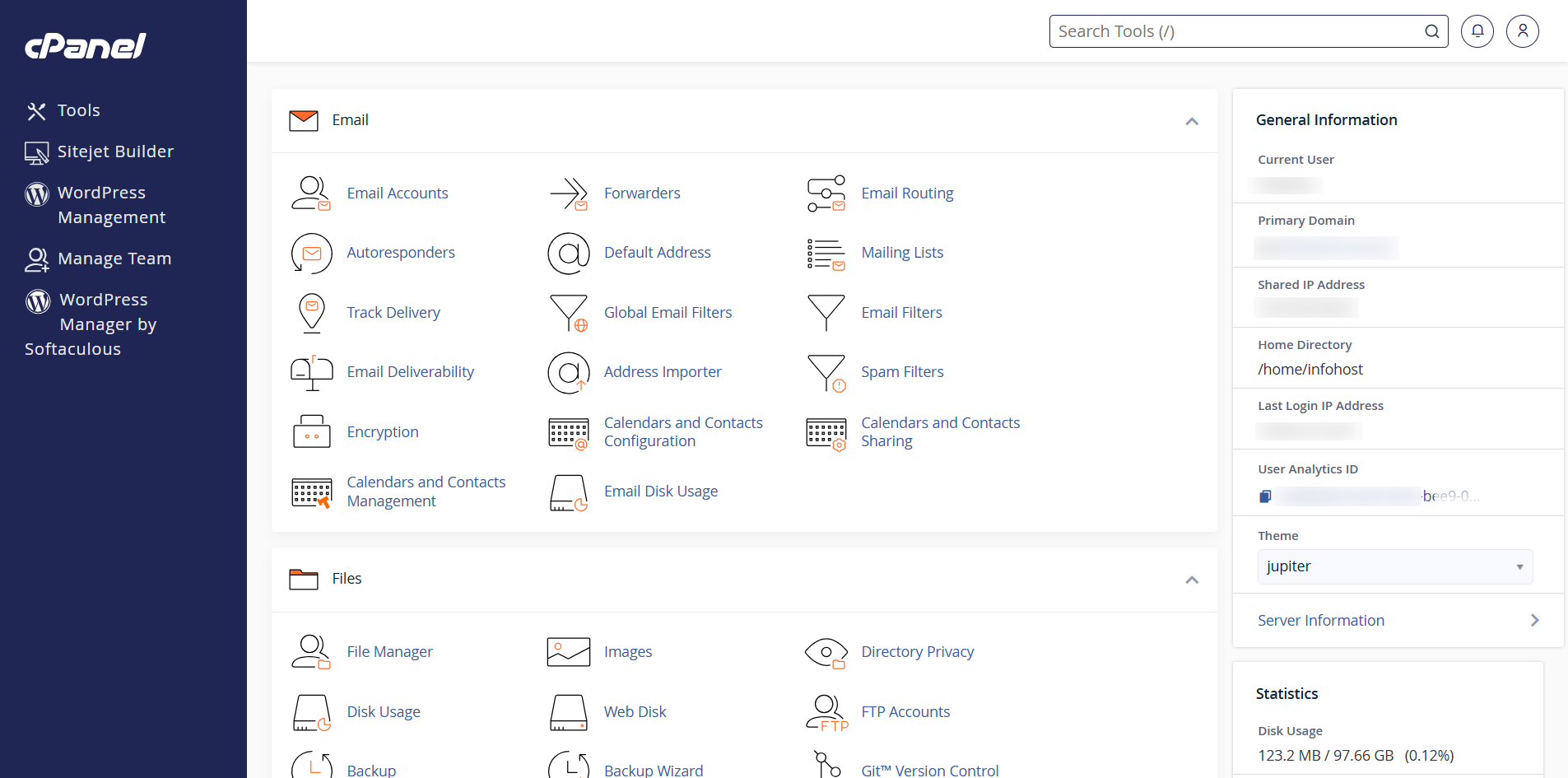 screenshot of cPanel