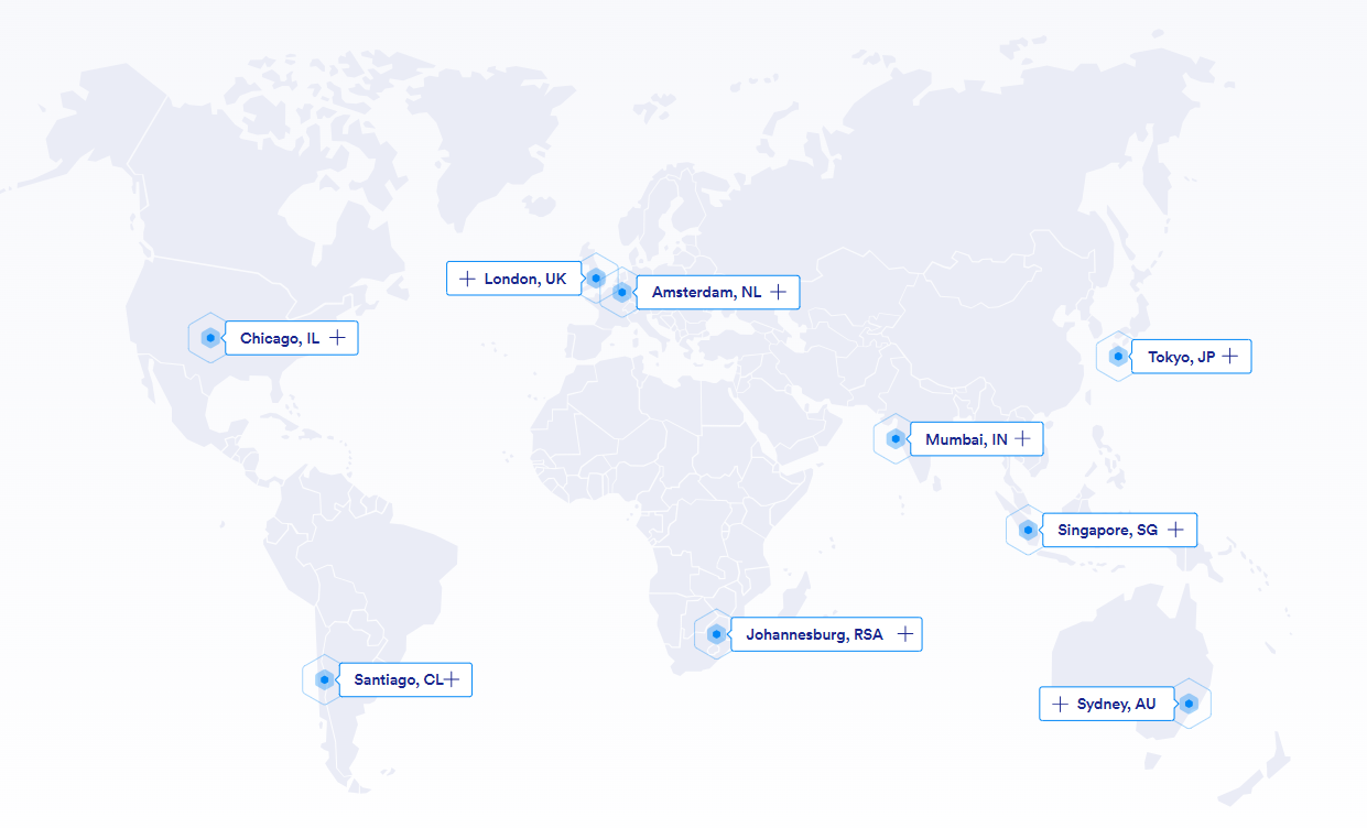 screenshot of TMDHosting Data Center Locations