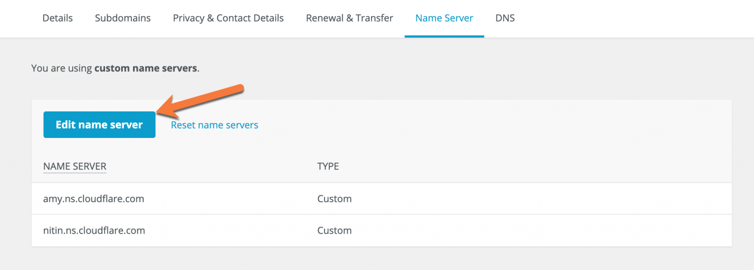 IONOS nameserver settings page with custom nameservers for Hostinger