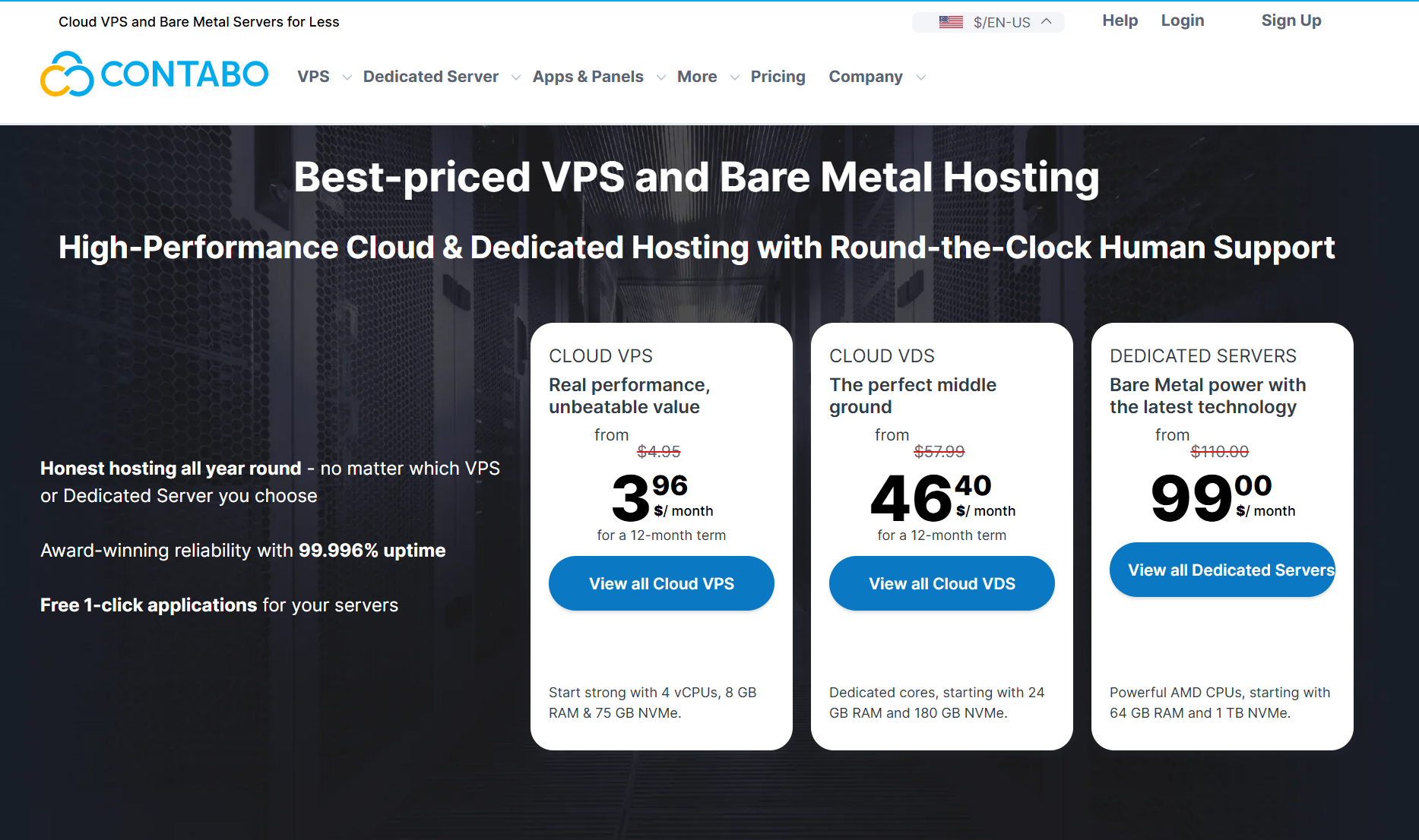 Contabo hosting screenshot
