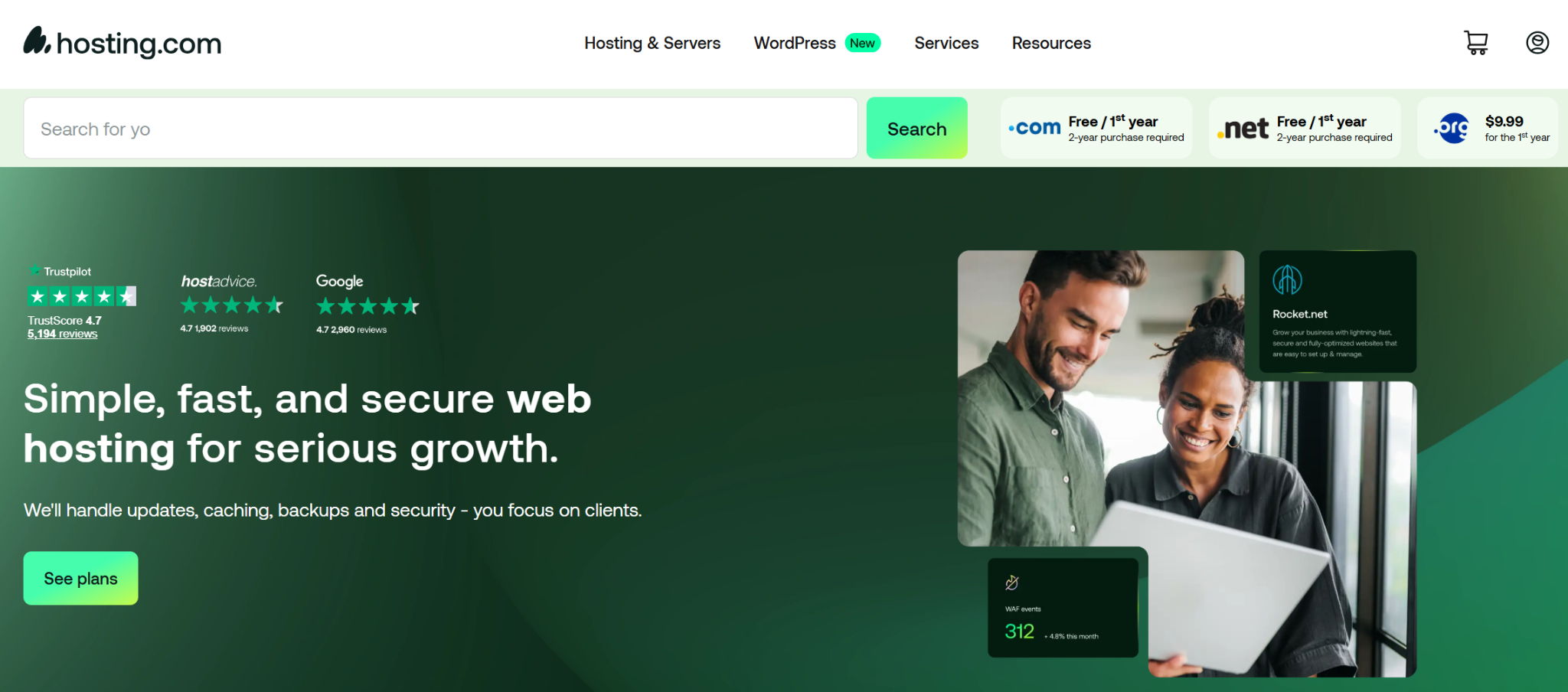 Hosting.com hosting screenshot