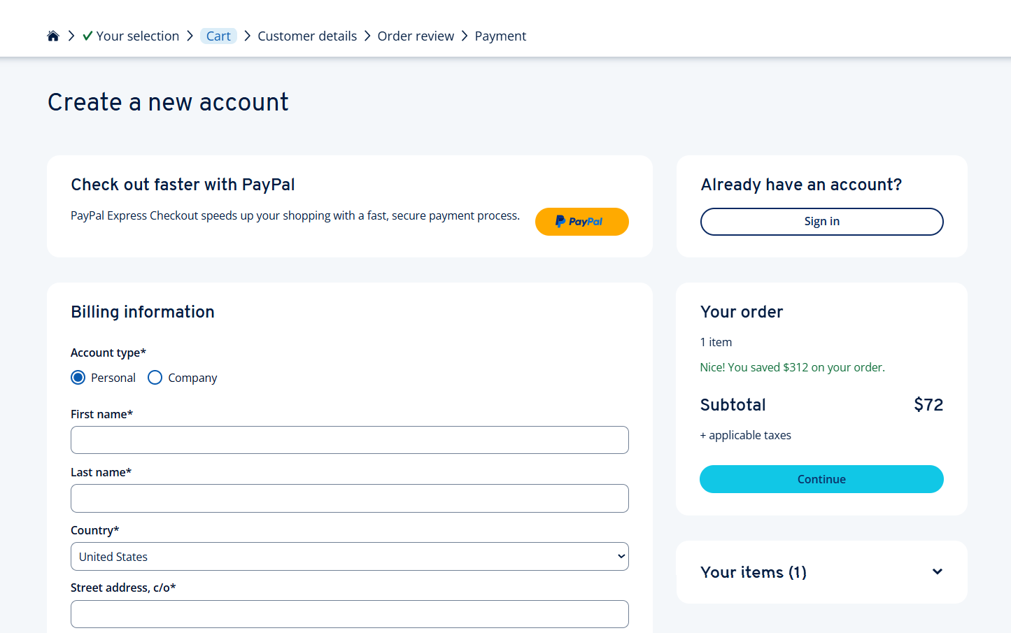 screenshot of IONOS Payment methods