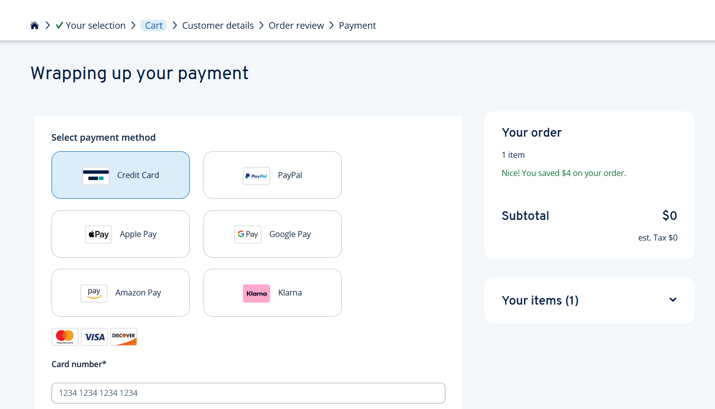 screenshot of IONOS Payment methods
