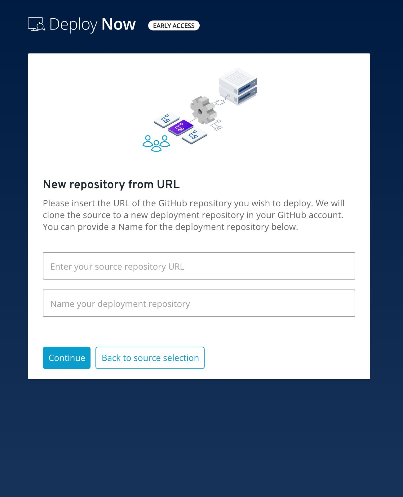 screenshot of IONOS Deploy Now 'New repository from URL' menu