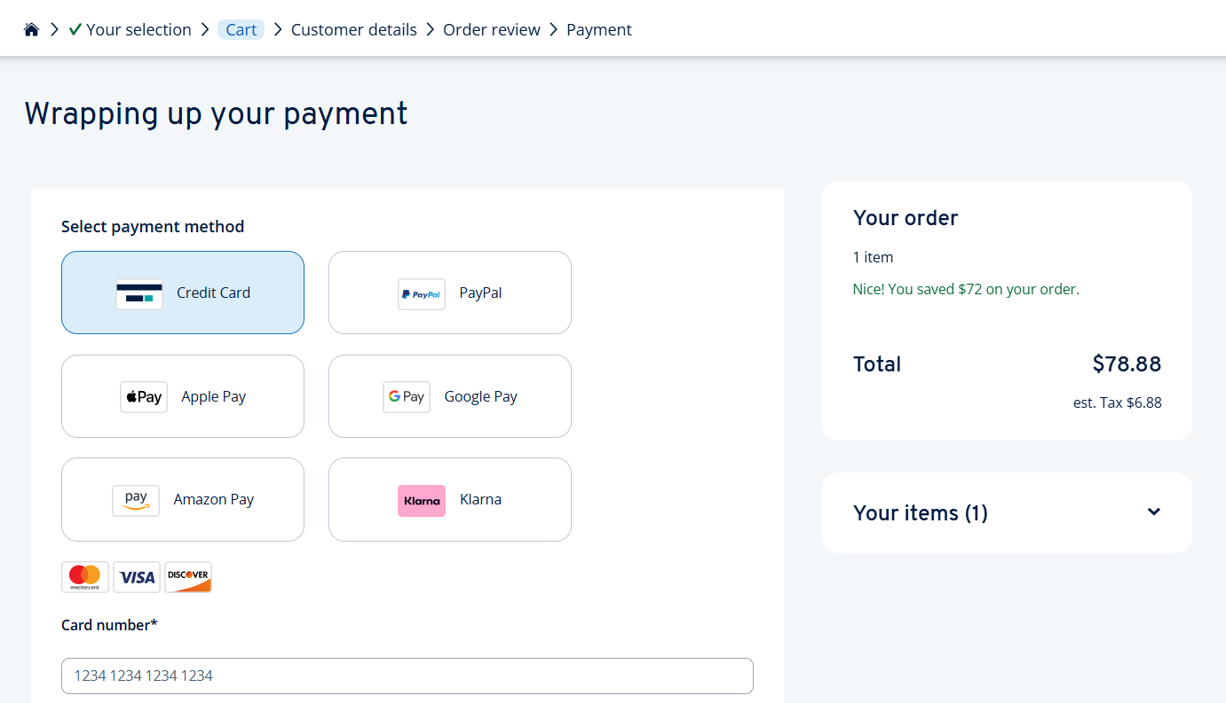 screenshot of IONOS payment methods