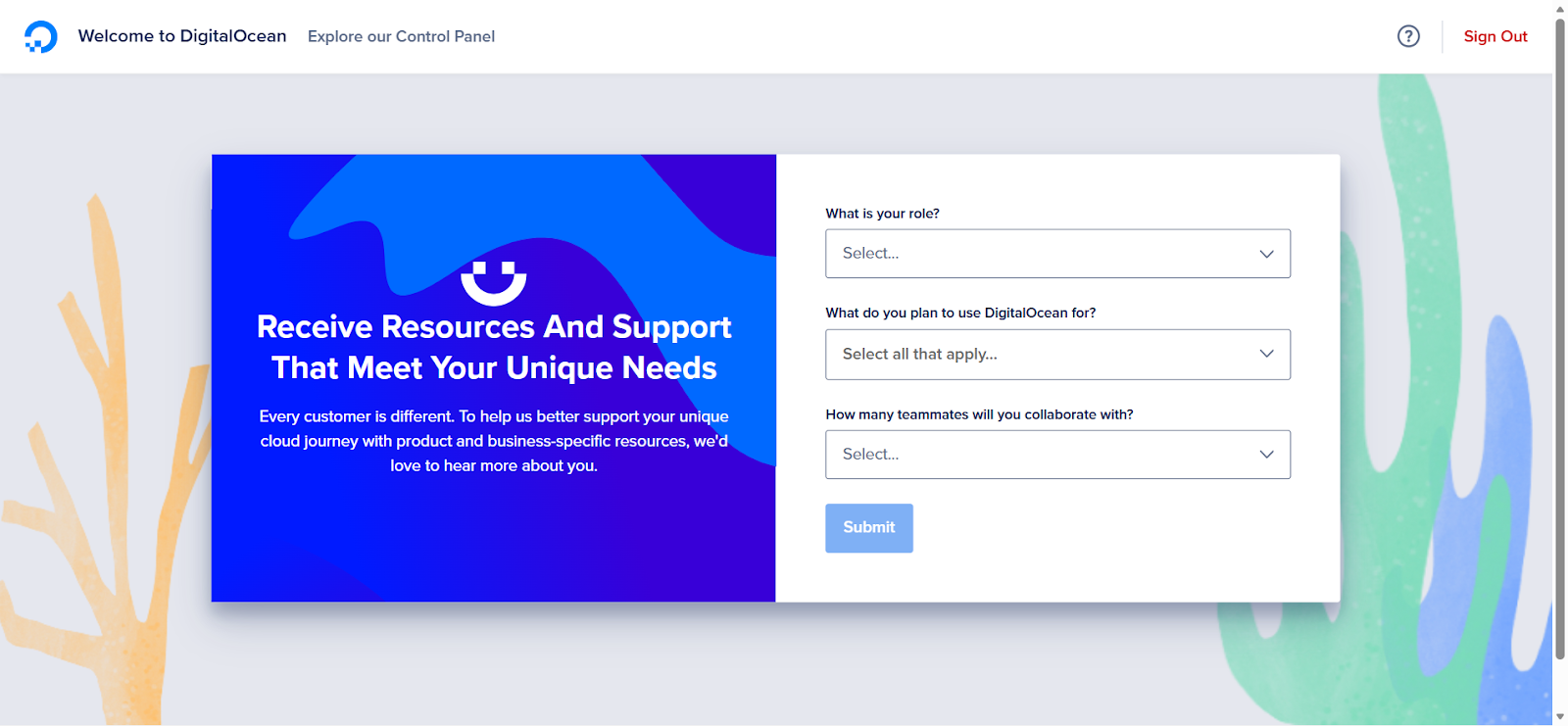 screenshot of DO Sign Up window