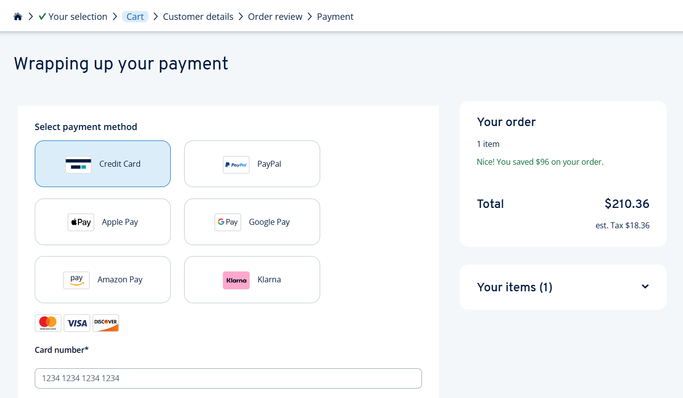 screenshot of IONOS payment Options