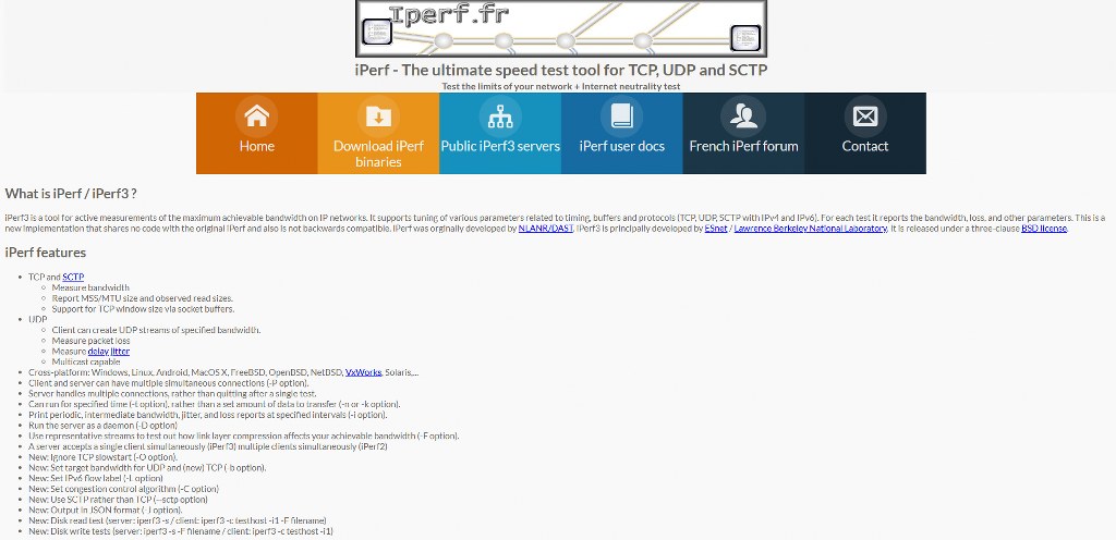 iperf3 website for network analysis.