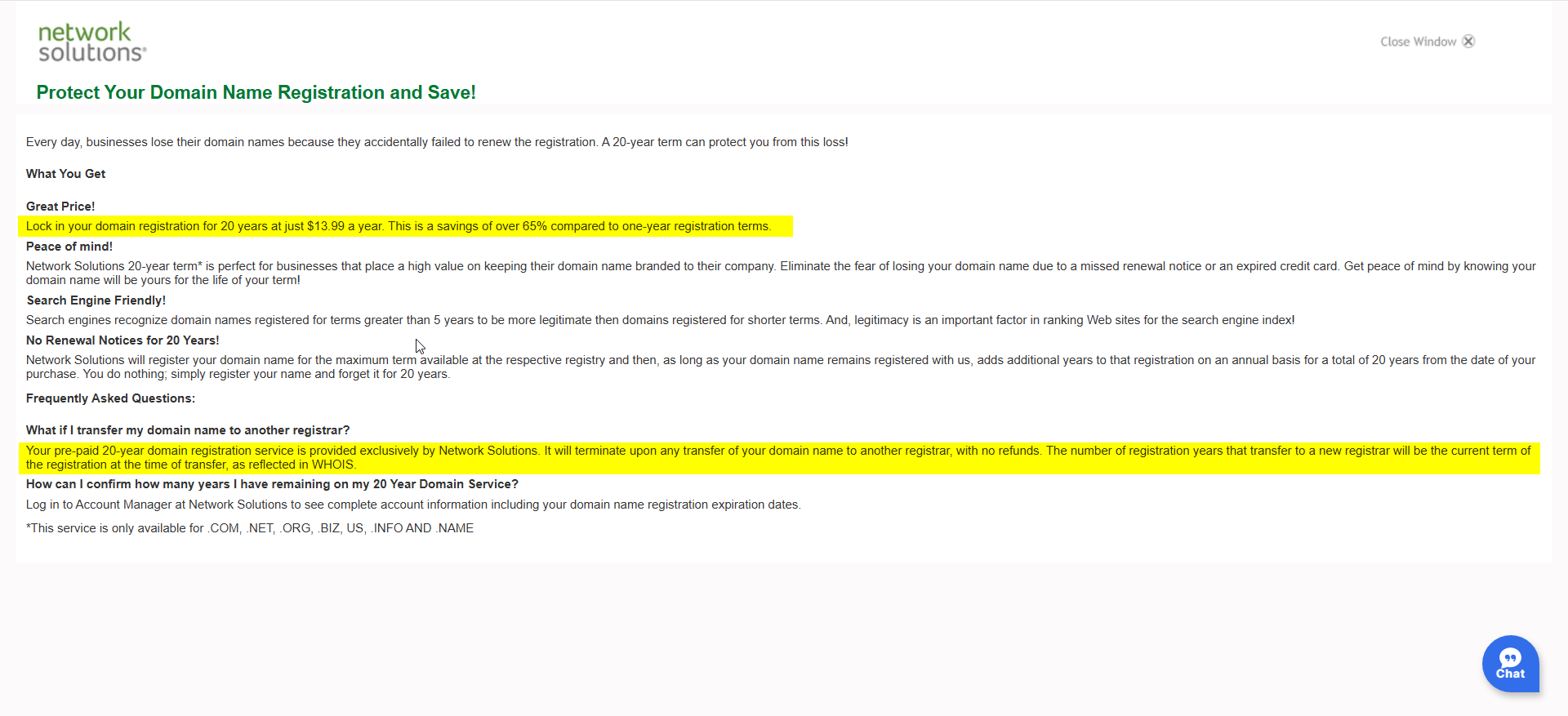 screenshot of Network Solutions help article