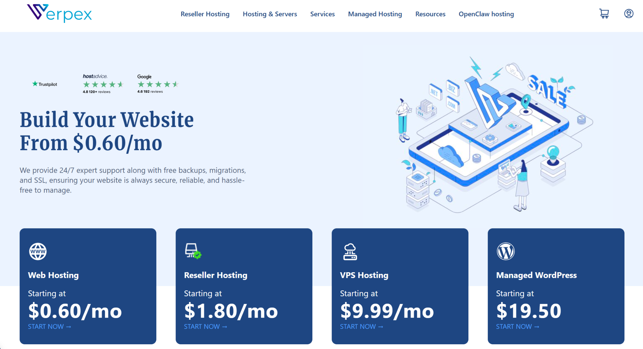 Verpex hosting screenshot