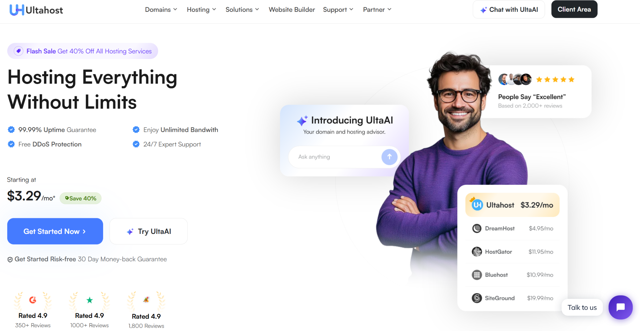 Ultahost hosting screenshot