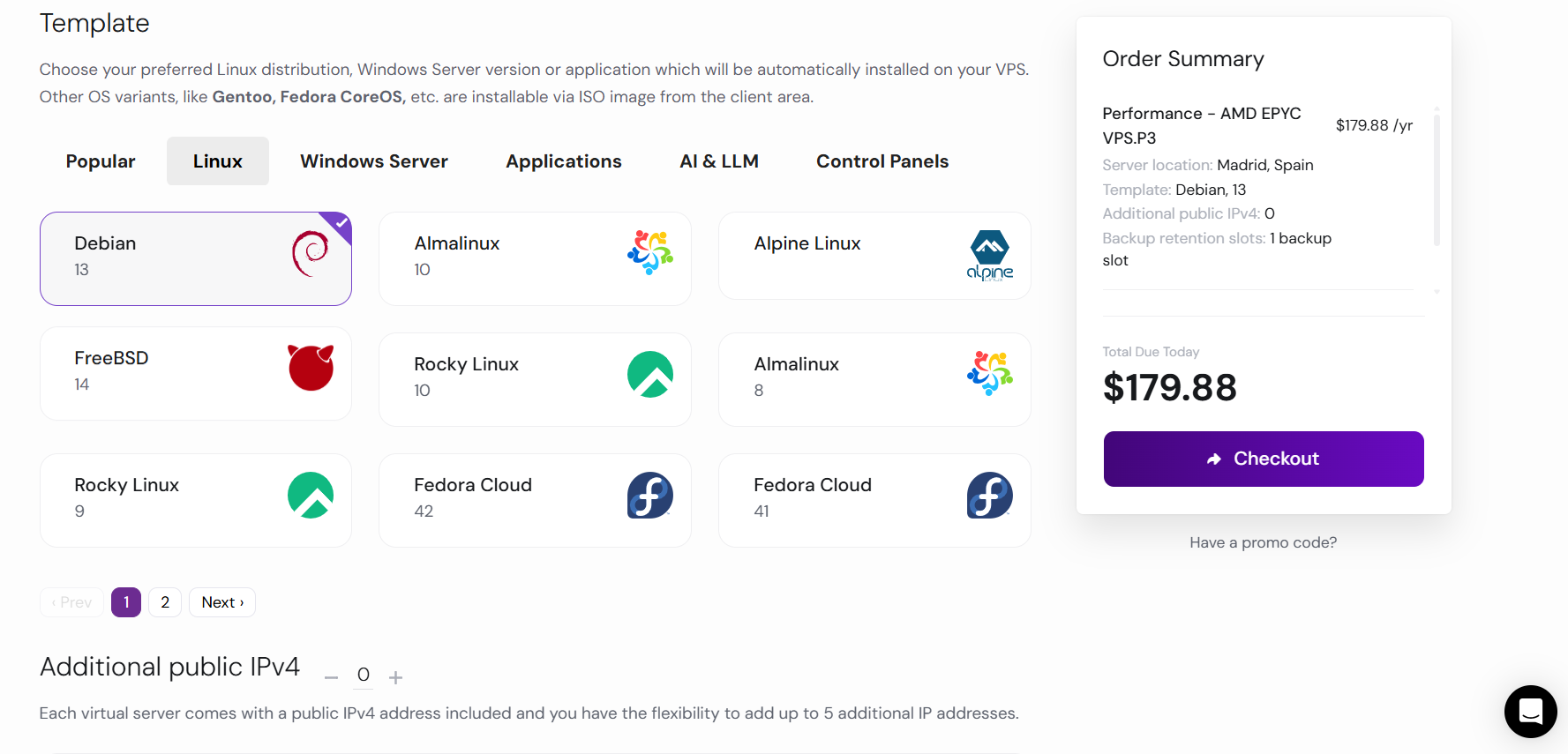 Screenshot of choosing a Linux Distributive