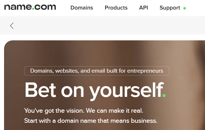 Name.com website homepage