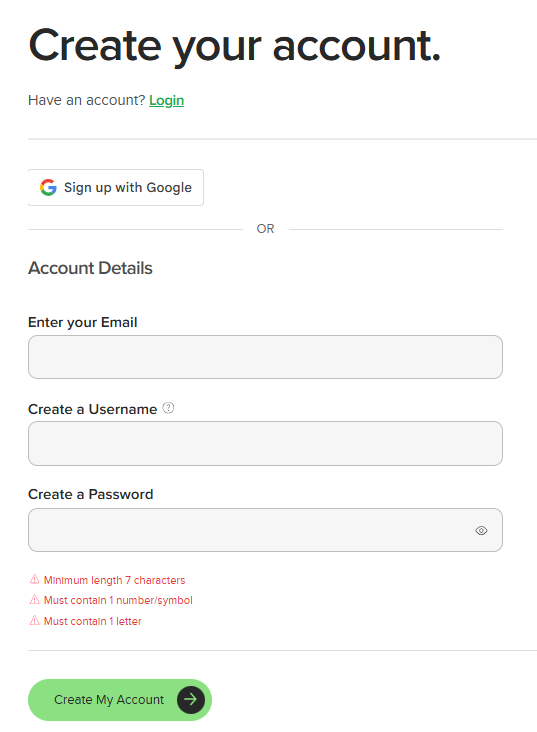 Name.com login or account creation page during checkout