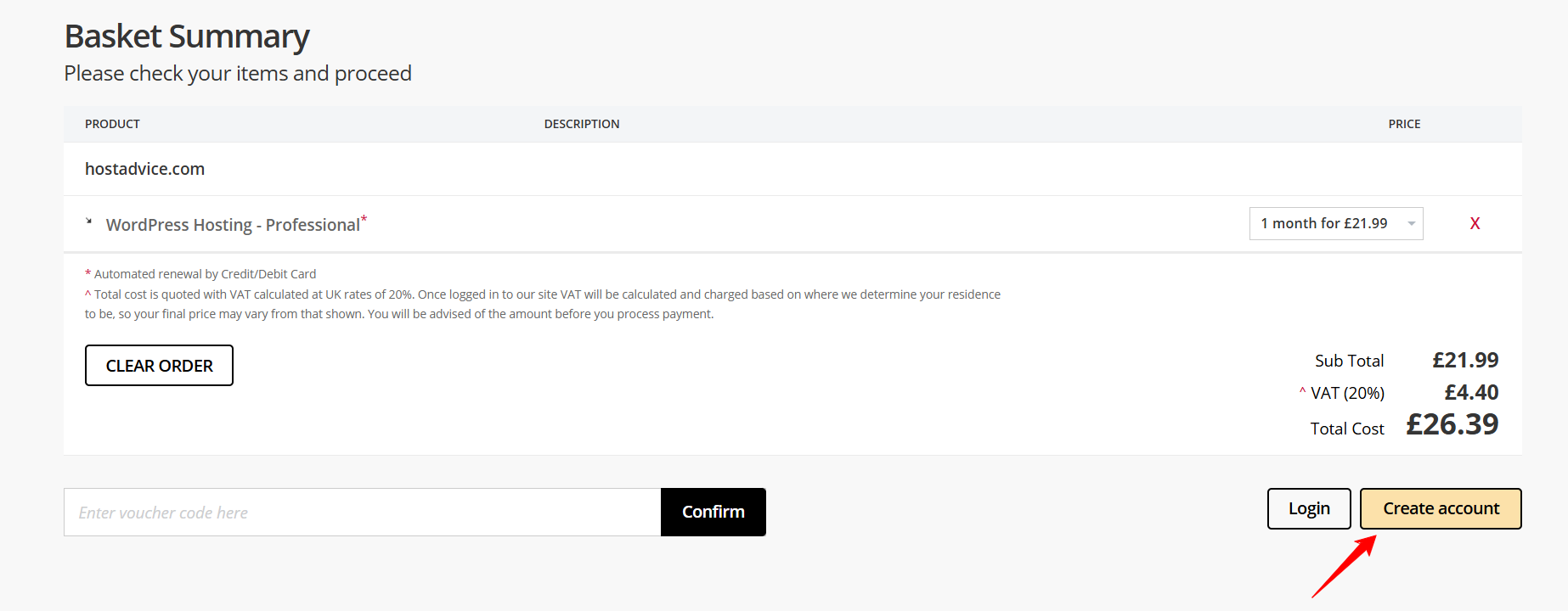 screenshot of 'Create account' button
