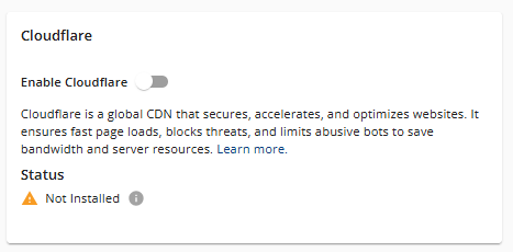screenshot of Cloudflare option