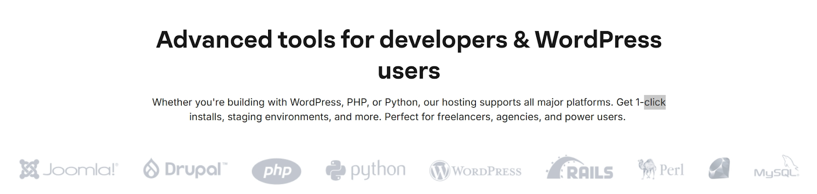 screenshot of 'Advanced tools for developers & WordPress users' banner