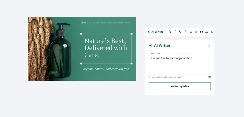 screenshot of AI Writer