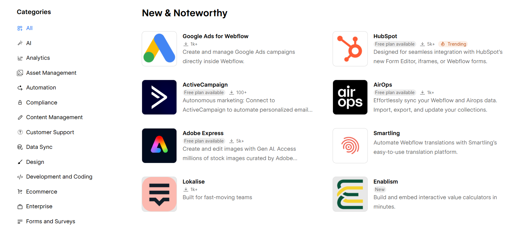 لقطة شاشة ديال Wix App categories