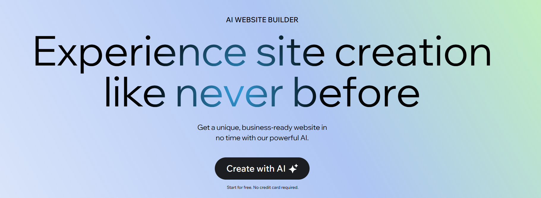 screenshot of Wix AI Website Builder page