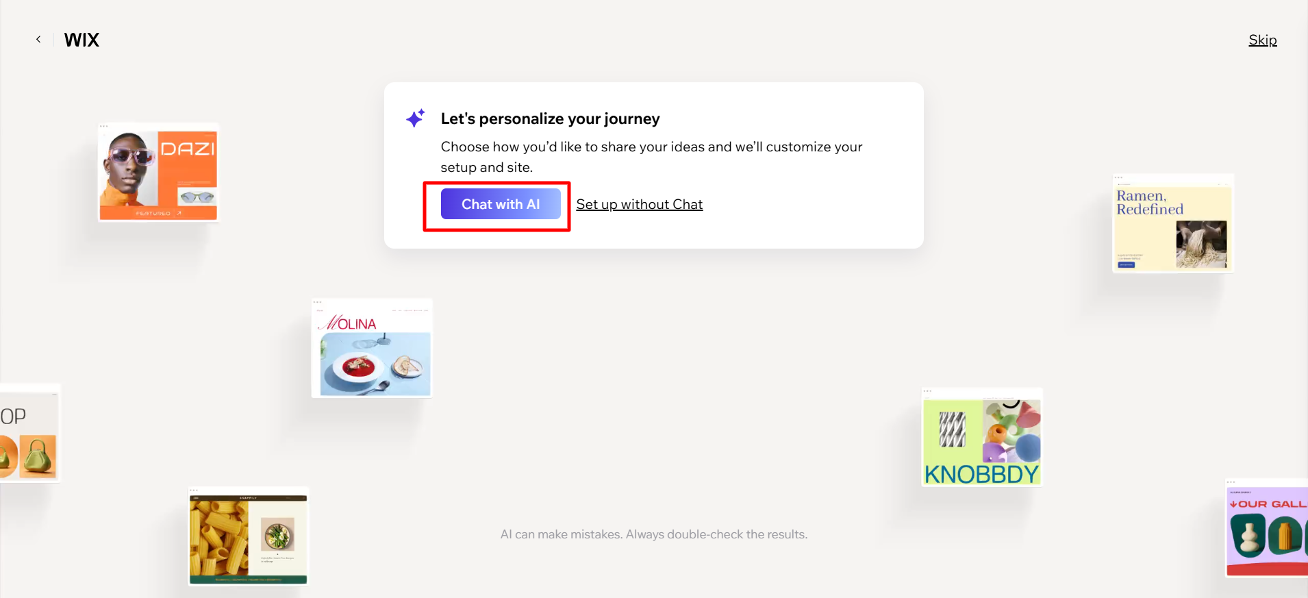 screenshot of the 'Chat with AI' button